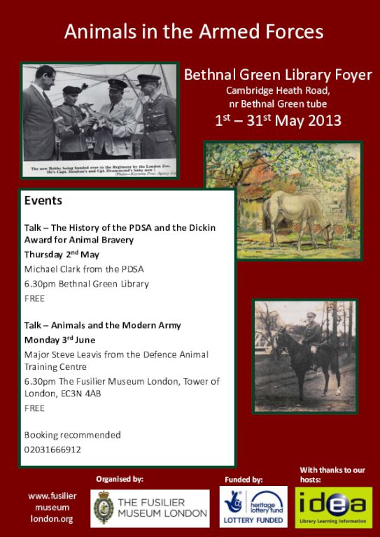 Animals in the Army flyer Animals at war Flyer A4